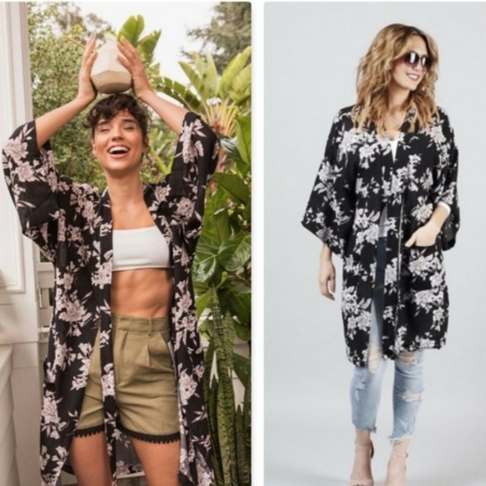 Spiritual Gangster Maya Kimono Black White Floral